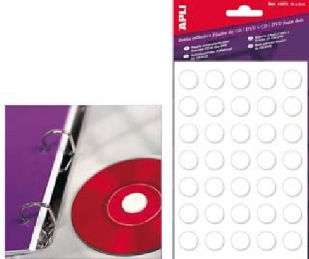 BOTONES AUTOADHESIVOS APLI PARA CD/DVD BLANCO 008139