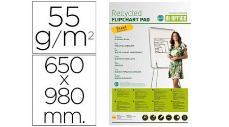BLOC CONGRESOS LISO 20 HOJAS TAMAÑO 65X98 CM 100% RECICLADO 55GR.