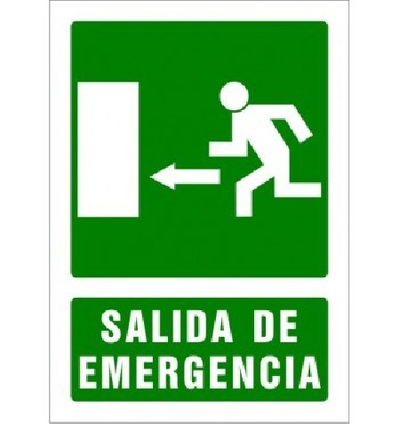 SEÑAL PVC A4 SALIDA DE EMERGENCIA FLECHA IZQUIERDA