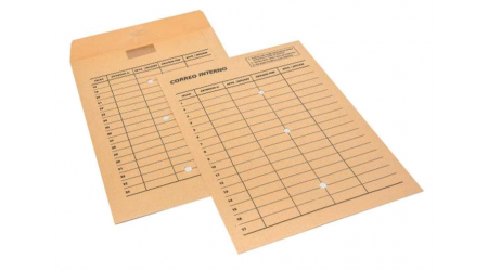 SOBRE BOLSA CORREO INTERNO 100 UNIDADES IMPRESO 3 TALADROS 260X360 KRAFT 120GR