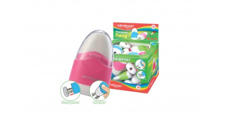 SACAPUNTAS CON DEPOSITO + GOMA BORRAR KEYROAD COLORES SURTIDOS