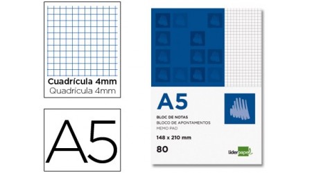 BLOC NOTAS PERFORADO CUARTO 80 H CUADRICULA