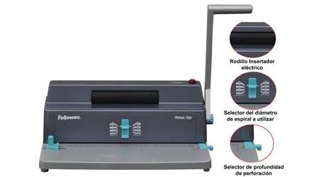ENCUADERNADORA ESPIRAL FELLOWES METAL  50R PASO 64  5:1 INSERTAD