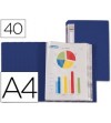 CARPETA LIDERPAPEL PERSONALIZA 31722 40 FUNDAS POLIPROPILENO DIN A4 AZUL LOMO PE
