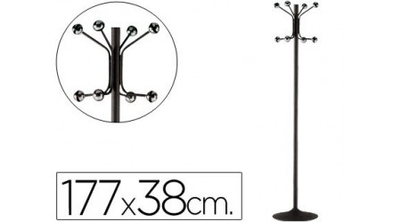 PERCHERO METALICO 8 COLGADORES NEGRO CON BOLAS CROMADAS