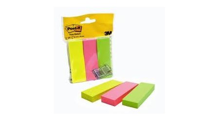 MARCAPAGINAS POST-IT 671-3 PACK 3 BLOCS 100 H. 25X76 NEON ROSA,  VERDE Y AMARILLO