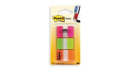BANDERITAS SEPARADORAS POST-IT 686-PGO RIGIDAS 25,4 x 38 mm. 66 UNIDADES ROSA, VERDE Y NARANJA