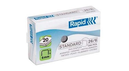 GRAPAS 26/6 RAPID GALVANIZADAS CAJA DE 1000 UNIDADES