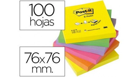 NOTAS ADHESIVAS POST-IT R-330-NR  100 H. Z-NOTES NEON PACK 6 UNID