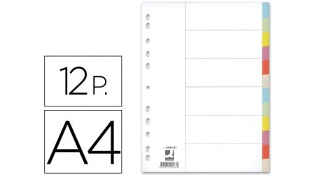 SEPARADOR Q-CONNECT CARTULINA JUEGO DE 12 SEPARADORES DIN A4-MULTITALADRO