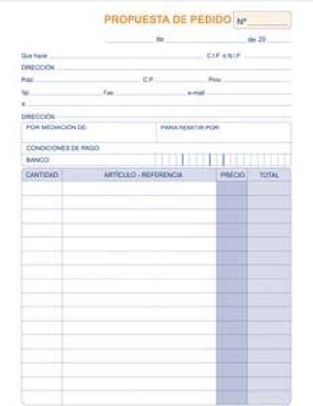 TALONARIO PEDIDOS A4 NAT. DUPL. AUTOCOP.