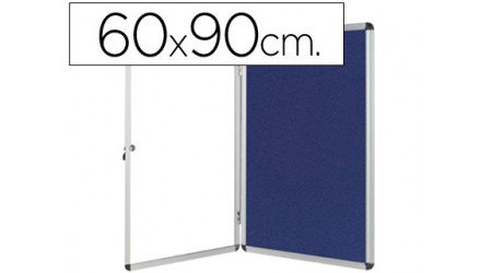 VITRINA DE ANUNCIOS Q-CONNECT MURAL PEQUEÑA 60 X 90 CM. FIELTRO AZUL CON PUERTA Y MARCO CON CERRADURA