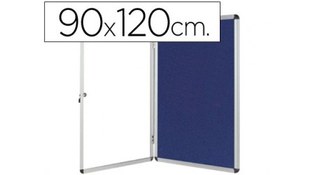 VITRINA DE ANUNCIOS Q-CONNECT MURAL GRANDE 90 X 120 CM. FIELTRO AZUL CON PUERTA Y MARCO CON CERRADURA