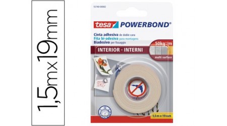 CINTA ADHESIVA DOBLE CARA TESA 1,5 m x 19 mm EXTRAFUERTE
