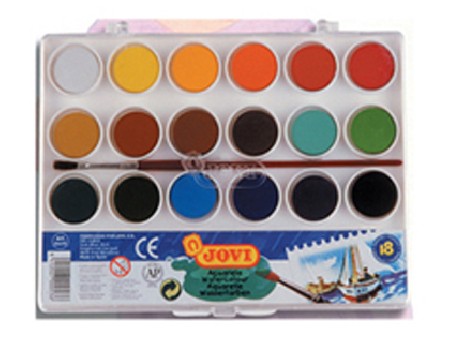 ACUARELA JOVI 18 COLORES ESTUCHE DE PLASTICO