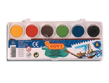 ACUARELA JOVI  6 COLORES ESTUCHE DE PLASTICO