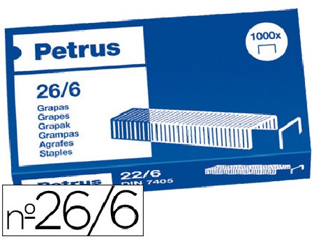 GRAPAS 26/6 PETRUS COBREADA CAJA DE 1000 UNIDADES