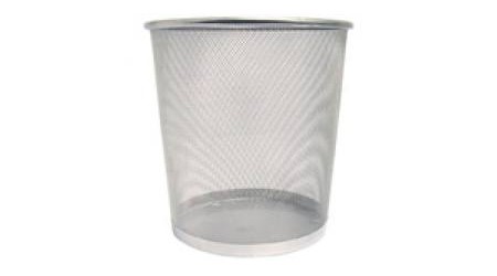 PAPELERA METAL REJILLA REDONDA PLATA 295X350   313296