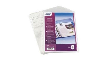 FUNDA MULTITALADRO A4 FUELLE SIN SOLAPA 10 UNIDADES ELBA