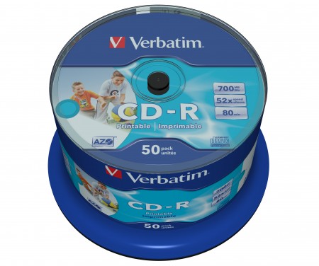 CD-R 700MB/80MIN PACK  50 VERBATIM IMPRIMIBLE INK-JET - CANON LPI 4€ INCLUIDO