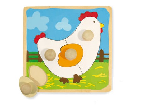PUZZLE DISET DE MADERA GALLINA