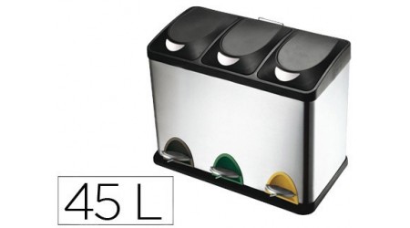 PAPELERA CONTENEDOR Q-CONNECT METALICA CON TAPADERA DE PLASTICO Y PEDAL 3 DEPOSI