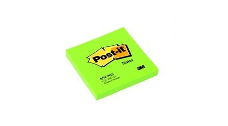 NOTAS ADHESIVAS POST-IT 654-NG VERDE NEON 76X76MM 100 HOJAS