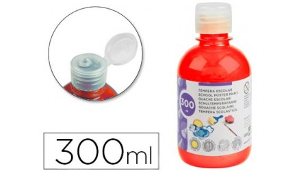TEMPERA LIQUIDA LIDERPAPEL ESCOLAR 300 ML ROJO FLUORESCENTE - ULTIMAS UNIDADES