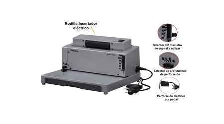 ENCUADERNADORA ESPIRAL FELLOWES METAL 200R PASO 64  5:1" TALADRO