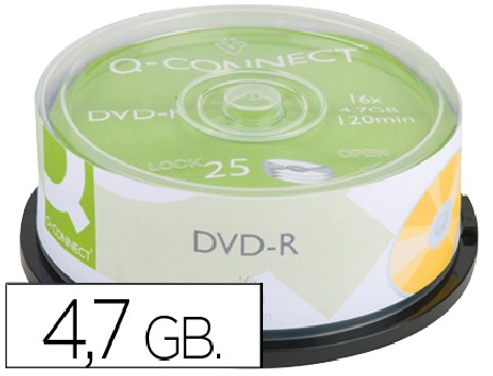 DVD-R 4,7 GB TARRINA 25 Q-CONNECT - CANON LPI 5,25 INCLUIDO