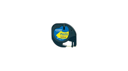 CINTA DYMO LETRATAG PLASTICO 12MM X 4M NEGRO/AMARILLO 91202