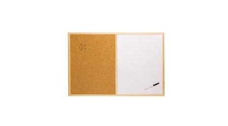 PIZARRA DOBLE USO BLANCA/CORCHO MARCO MADERA 90 x 60 CM