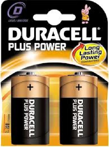 PILAS DURACELL PLUS POWER ALCALINAS "D" LR20  2 UNIDADES
