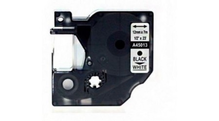 CINTA COMPATIBLE DYMO D1 12MM NEGRO /BLANCO  45013