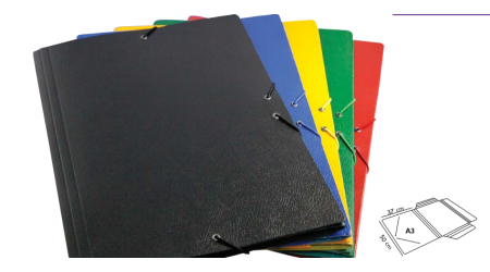 CARPETA GOMAS A3 SOLAPAS C/GOFRADO NEGRO