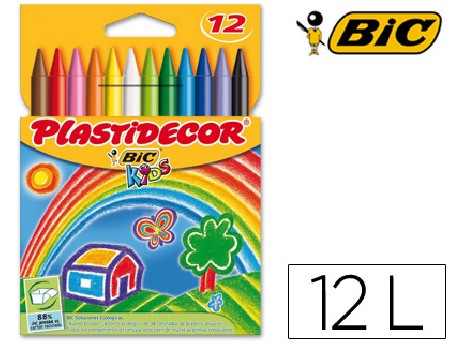 LAPICES CERAS BIC KIDS PLASTIDECOR 12 COLORES SURTIDO