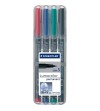 ROTULADOR PERMANENTE 0.4 "S" LUMOCOLOR 4 COLORES PUNTA SUPER FINA