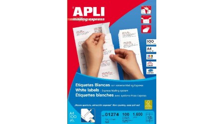 ETIQUETAS BLANCAS PERM. CANTOS RECTOS 100H.70X36 2400U.