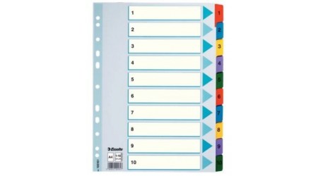 INDICE A4 1-10 MULTITALADRO CON REFUERZO MYLAR