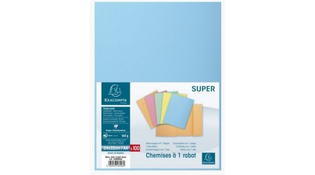 SUBCARPETA 1 SOLAPA A4 AZUL CLARO 160GR. 100 UDS.