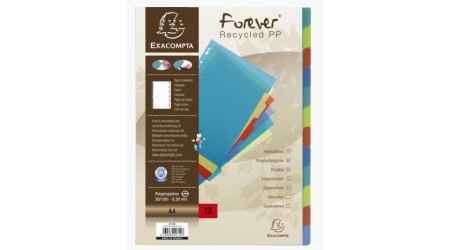 SEPARADOR EXACOMPTA PP RECICLADO TRANSLUCIDO 12 SEPARADORES DIN A4 MAXI MULTITALADRO CON BOLSILLO