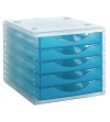 MODULO 5 CAJONES ARCHIVOTEC CARCASA CRISTAL CAJONES AZUL MAR