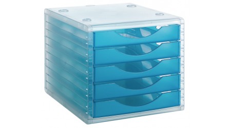 MODULO 5 CAJONES ARCHIVOTEC CARCASA CRISTAL CAJONES AZUL MAR