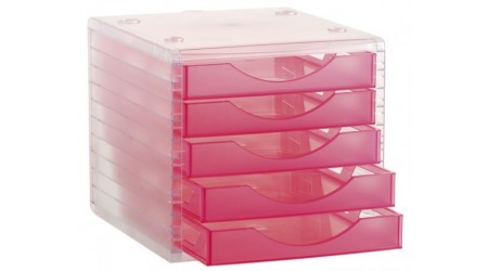 MODULO 5 CAJONES ARCHIVOTEC CARCASA CRISTAL CAJONES FUCSIA