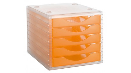 MODULO 5 CAJONES ARCHIVOTEC CARCASA CRISTAL CAJONES NARANJA
