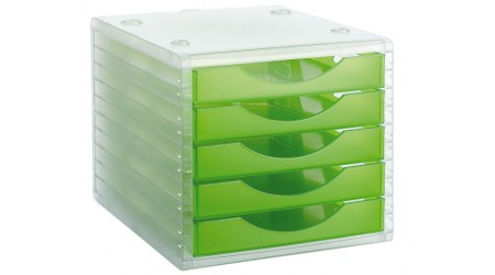 MODULO 5 CAJONES ARCHIVOTEC CARCASA CRISTAL CAJONES VERDE KIWI