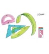 SET REGLA, ESCUADRA, CARTABON Y SEMICIRCULO FLEXIBLE 30 CM COLORES SURTIDOS