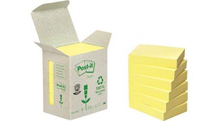 NOTAS ADHESIVAS POST-IT 100 H. RECICLADO 38x51 MM PACK 6 UNIDADES