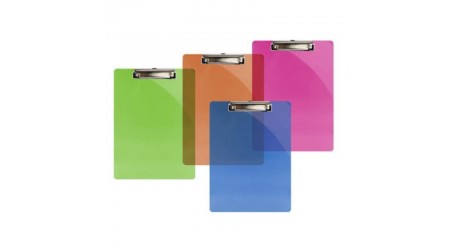 TABLERO PINZA A4 TRANSPARENTE RIGIDO COLORES