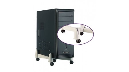 SOPORTE C.P.U. PLASTICO GRIS CON RUEDAS Y FRENO